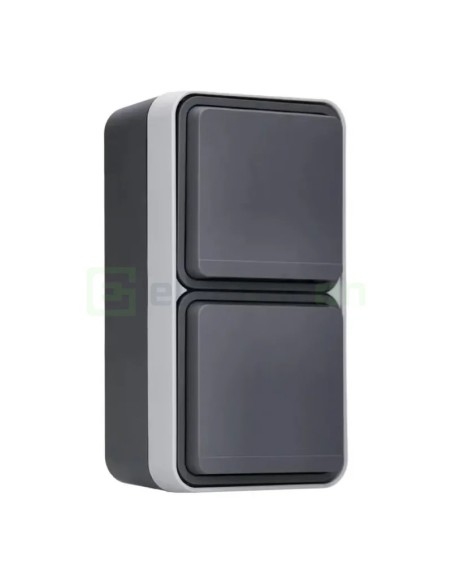 Priză - Schuko - dublă capac - aplicat - gri - IP55 - Berker W.1 - WNC176