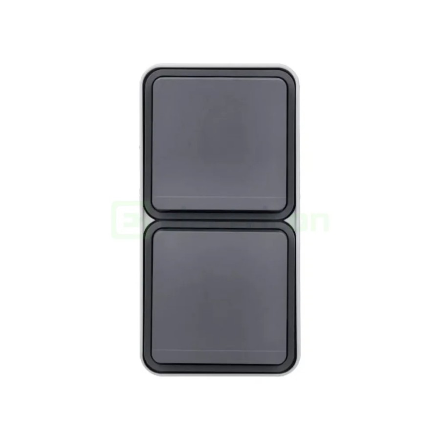 Priză - Schuko - dublă capac - aplicat - gri - IP55 - Berker W.1 - WNC176