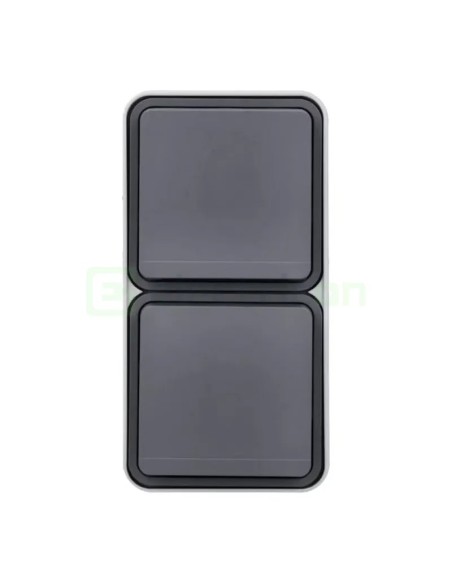 Priză - Schuko - dublă capac - aplicat - gri - IP55 - Berker W.1 - WNC176