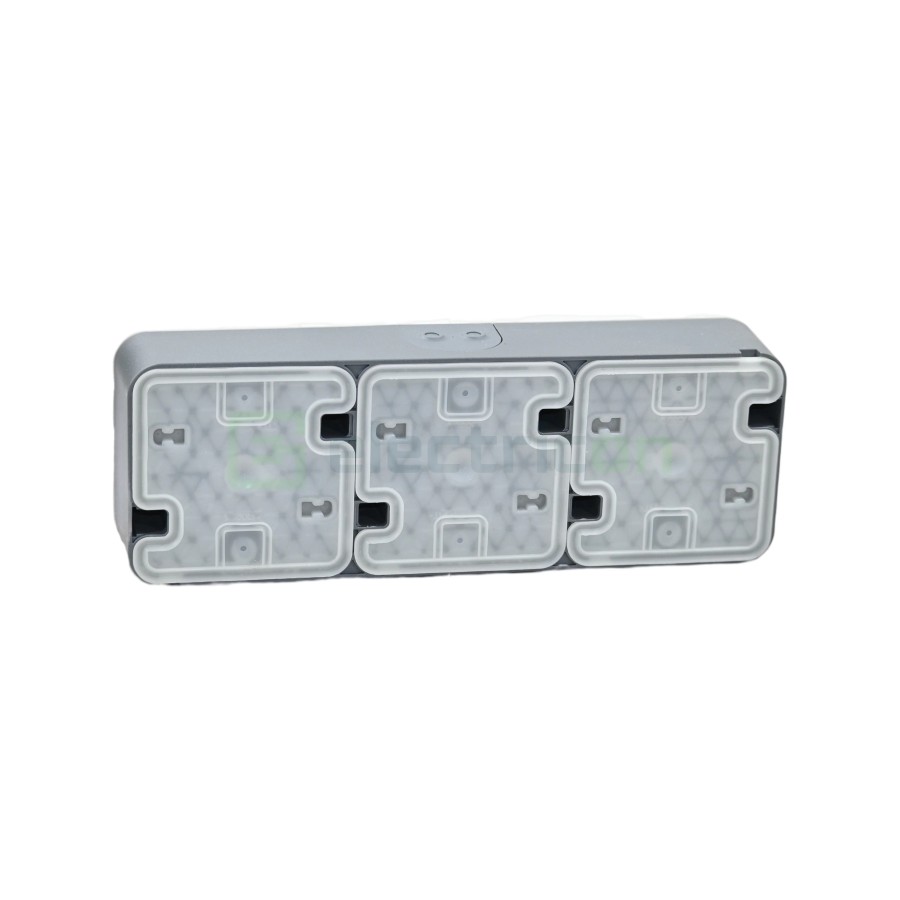 Priză - Schuko - 3 module - aplicat - gri deschis mat - IP55 - Berker W.1 - WNC143