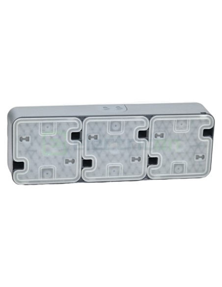 Priză - Schuko - 3 module - aplicat - gri deschis mat - IP55 - Berker W.1 - WNC143