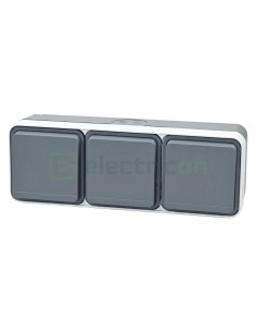 Priză - Schuko - 3 module - aplicat - gri deschis mat - IP55 - Berker W.1 - WNC143