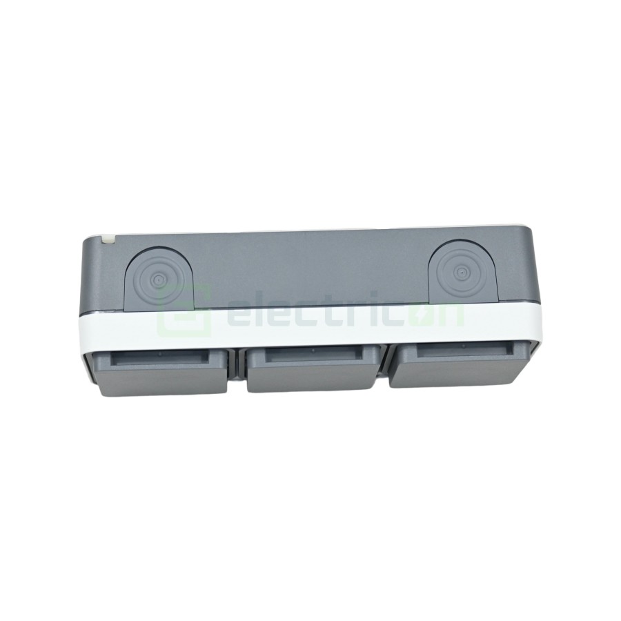 Priză - Schuko - 3 module - aplicat - gri deschis mat - IP55 - Berker W.1 - WNC143