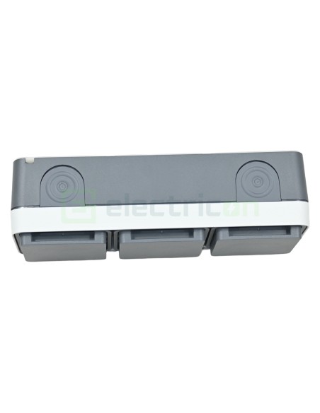 Priză - Schuko - 3 module - aplicat - gri deschis mat - IP55 - Berker W.1 - WNC143