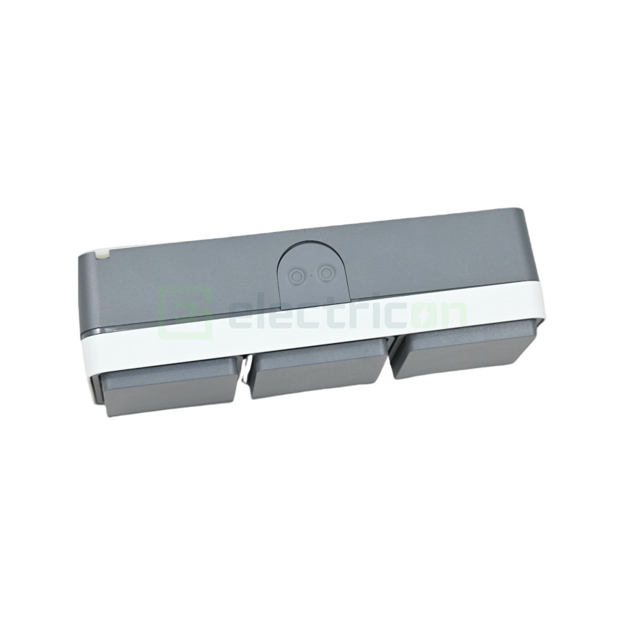 Priză - Schuko - 3 module - aplicat - gri deschis mat - IP55 - Berker W.1 - WNC143