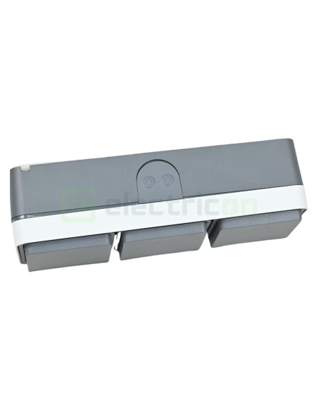 Priză - Schuko - 3 module - aplicat - gri deschis mat - IP55 - Berker W.1 - WNC143