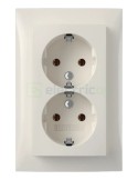Priză - Schuko - dublă cu ramă - aplicat - alb - IP54 - Berker S.1 - 47748989
