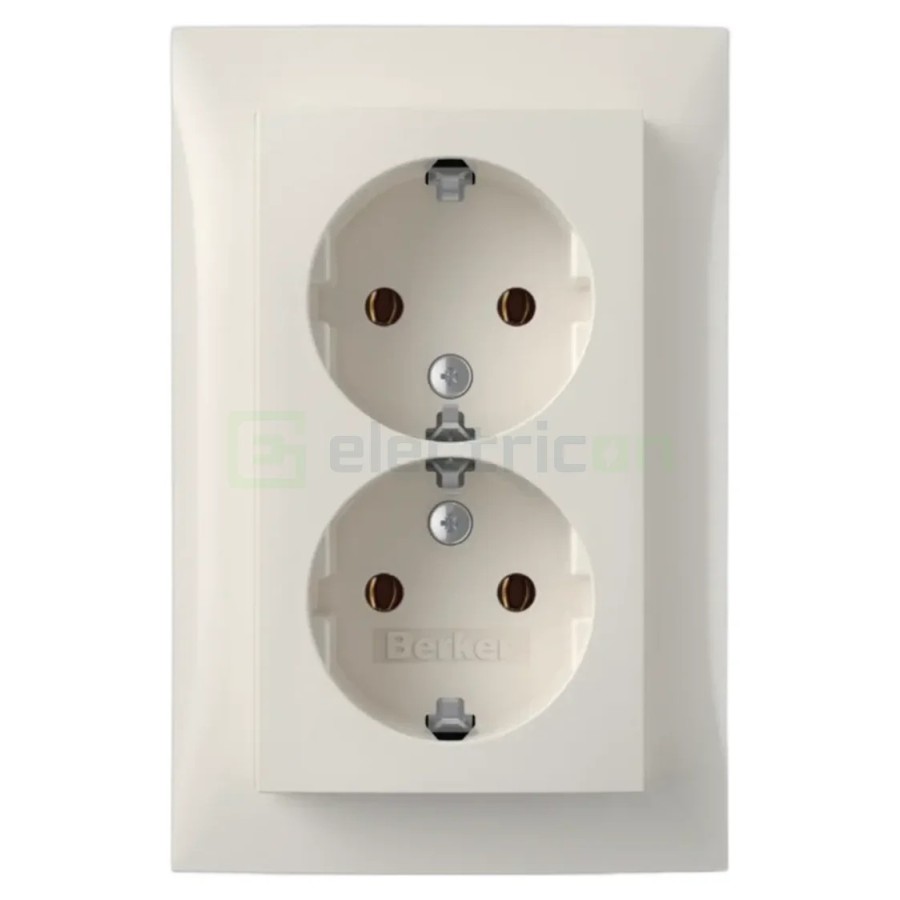 Priză - Schuko - dublă cu ramă - aplicat - alb - IP54 - Berker S.1 - 47748989