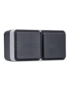 Priză - Schuko - dublă capac orizontală - aplicat - gri antracit - IP55 - Berker W.1 - 47843515 2