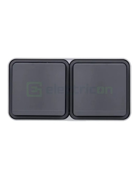Priză - Schuko - dublă capac orizontală - aplicat - gri antracit - IP55 - Berker W.1 - 47843515