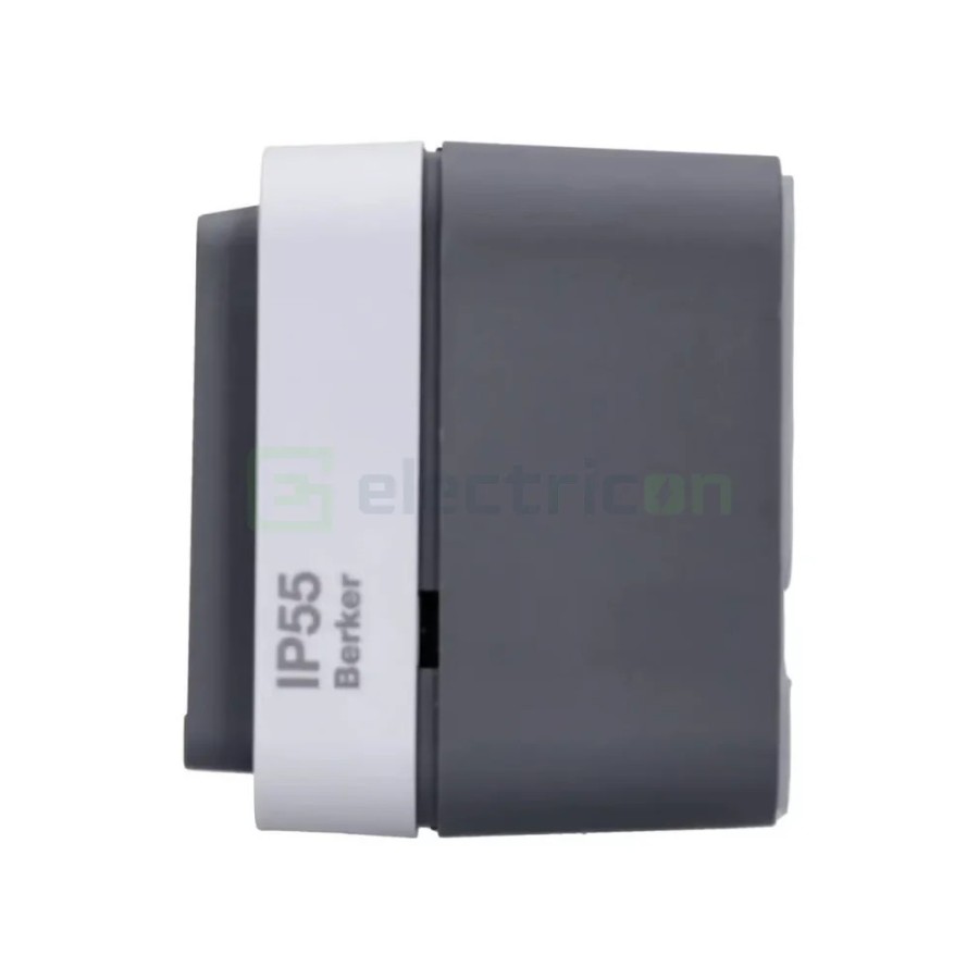 Priză - Schuko - dublă capac orizontală - aplicat - gri antracit - IP55 - Berker W.1 - 47843515