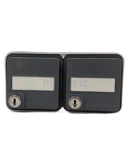 Priză - Schuko - dublă capac opac port etichetă cheie - aplicat - gri - IP55 - Berker W.1 - WNC147