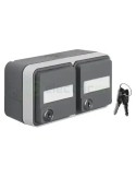 Priză - Schuko - dublă capac opac port etichetă cheie - aplicat - gri - IP55 - Berker W.1 - 47893525