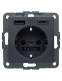 Priză - Schuko - 1x USB-A+1USB-C PD 20W - antracit mat - Berker S.1 - 48141606