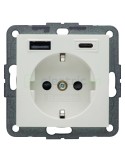 Priză - Schuko - 1x USB-A+1USB-C PD 20W - alb mat - Berker S.1 - 48141909