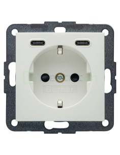 Priză - Schuko - 1x USB-A+1USB-C PD 20W - alb mat - Berker S.1 - 48151909