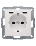 Priză - Schuko - 2x USB-C PD 20W - alb lucios - Berker S.1 - 48158982