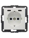Priză - Schuko - 2USB-C PD 20W - alb lucios - Berker S.1 - 48158989