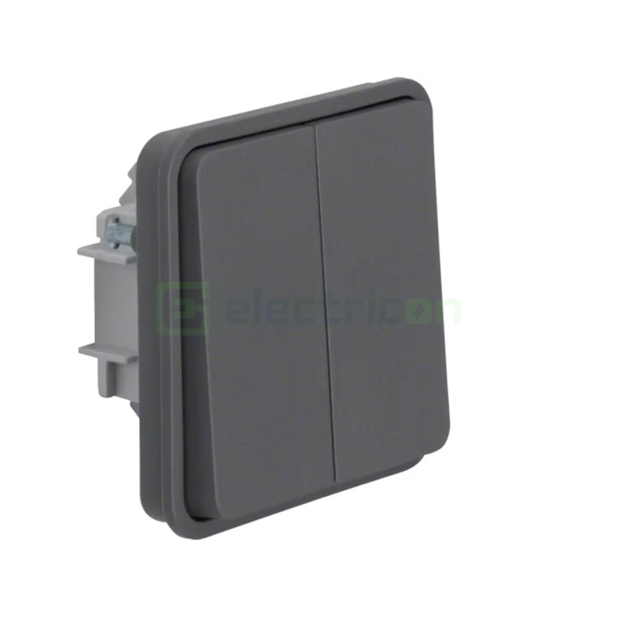 Mecanism întrerupător dublu - de exterior - gri mat - IP55 - Berker W.1 - WNA047
