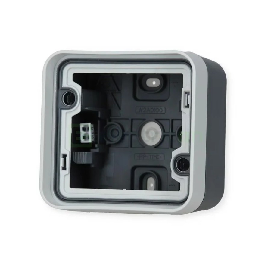 Doză aparataj - montaj aparent - 1 modul - 76x76x56 mm - cu ramă - gri/negru - exterior IP55 - Berker W.1 - WNA671