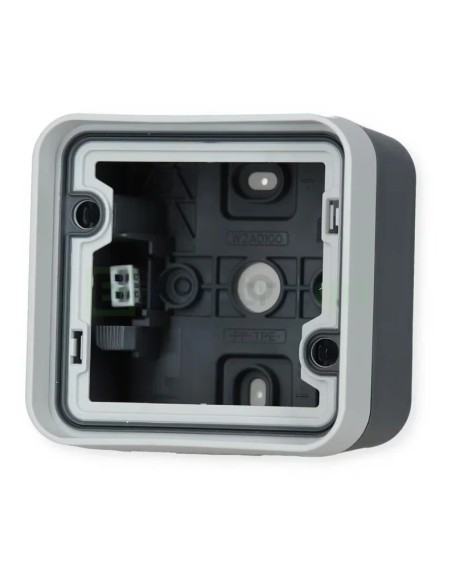 Doză aparataj - montaj aparent - 1 modul - 76x76x56 mm - cu ramă - gri/negru - exterior IP55 - Berker W.1 - WNA671