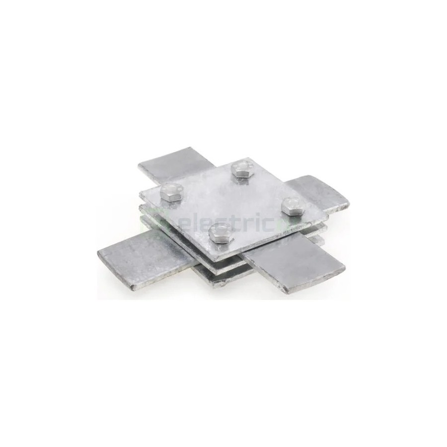 Legătură plană cruce platbandă 30x30m - pentru impământare - 3 piese, șuruburi M6x25, Dietzel Univolt KK30/30fvM6/3 (006239)
