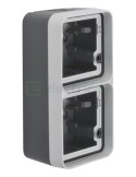 Doză aparataj - montaj aparent cu ramă -  76x147x56 mm - 2 module vertical - gri/negru - exterior IP55 - Berker W.1 - 6719333505
