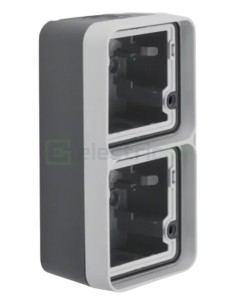 Doză aparataj - montaj aparent cu ramă -  76x147x56 mm - 2 module vertical - gri/negru - exterior IP55 - Berker W.1 - WNA676