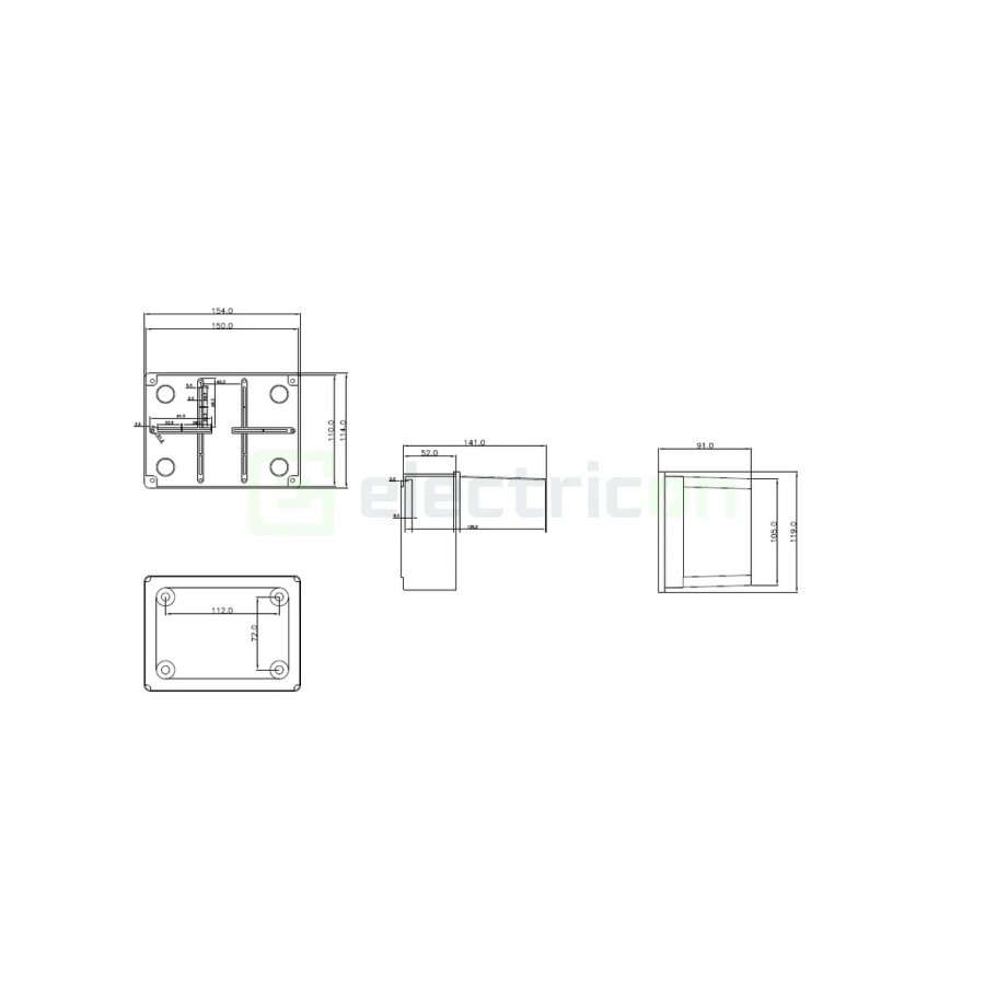 Doză ramificație aparentă IP56 - 150x110x140 mm - Cutie conexiuni Elettrocanali EC430C5