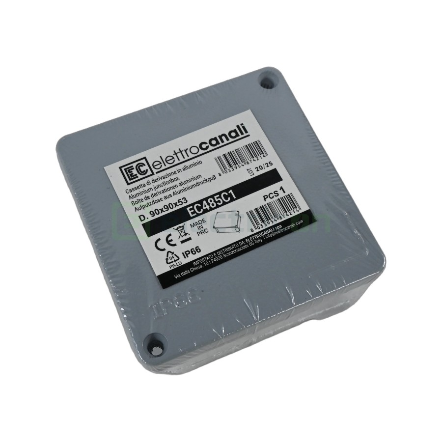 Doză ramificație aparentă IP66 - 100x100x59 mm - Cutie conexiuni Elettrocanali EC485C1