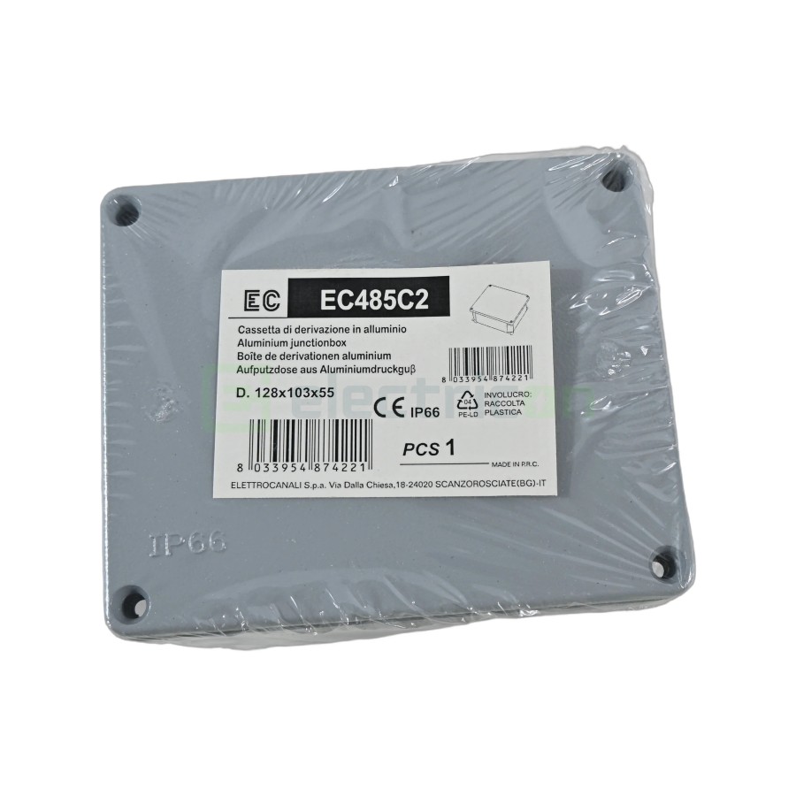 Doză ramificație aparentă IP66 - 140x115x60 mm - Cutie conexiuni Elettrocanali EC485C2