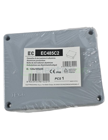 Doză ramificație aparentă IP66 - 140x115x60 mm - Cutie conexiuni Elettrocanali EC485C2