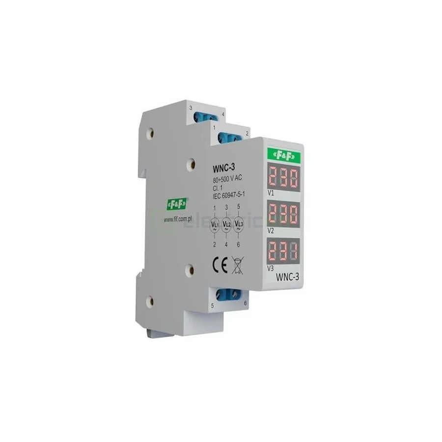 Indicator tensiune - Lampă semnalizare - trifazat cu display - F&F Filipowski WNC-3