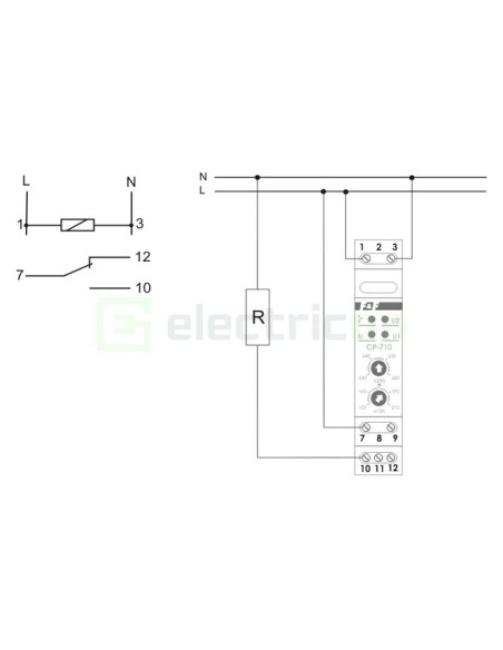 Releu control și monitorizare tensiune - monofazat - reglabil 150-270VAC 1ND 16A F&F Filipowski - CP-710