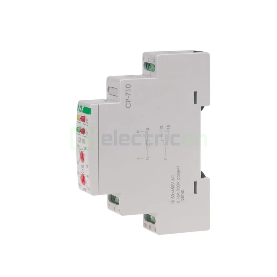 Releu control și monitorizare tensiune - monofazat - reglabil 150-270VAC 1ND 16A F&F Filipowski - CP-710