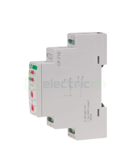 Releu control și monitorizare tensiune - monofazat - reglabil 150-270VAC 1ND 16A F&F Filipowski - CP-710