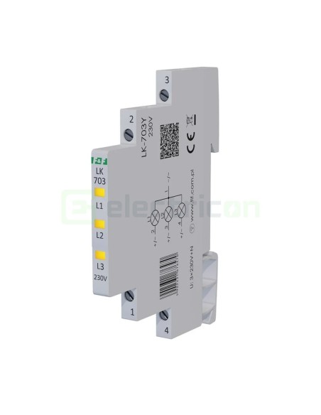 Indicator tensiune - Lampă semnalizare - LED 3x galben 0.5M 230V - F&F Filipowski LK-703Y-230V