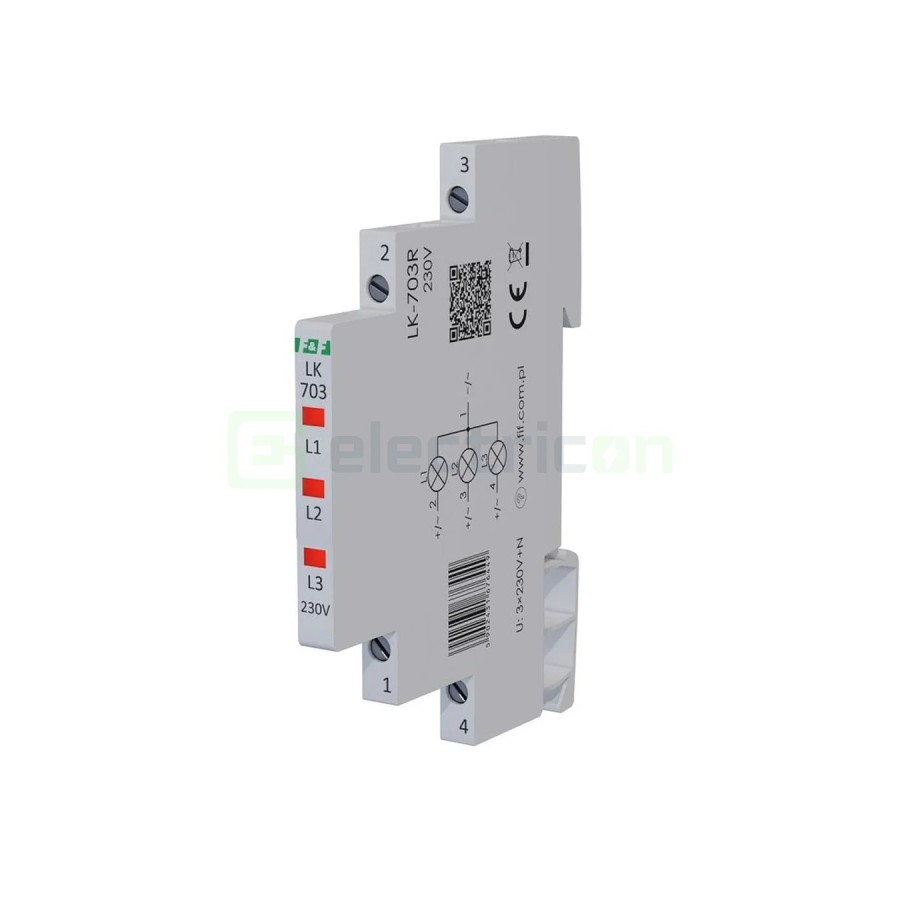 Indicator tensiune - Lampă semnalizare - LED 3xroșu 0.5M 230V F&F Filipowski LK-703R-230V