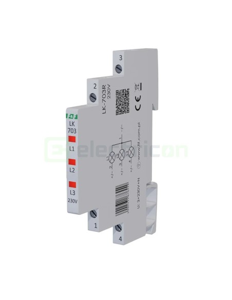 Indicator tensiune - Lampă semnalizare - LED 3xroșu 0.5M 230V F&F Filipowski LK-703R-230V