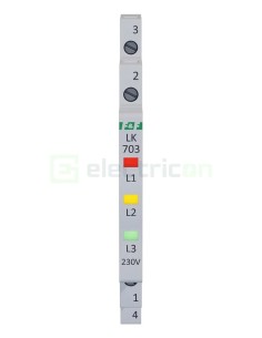Indicator tensiune - Lampă semnalizare - 3x LED (1x roșu +1x galben + 1x verde) 230 V F&F Filipowski LK-703K-230V 2