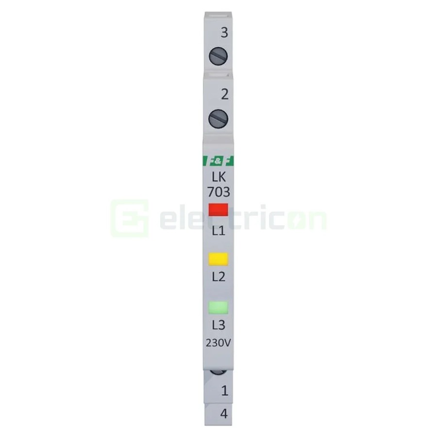 Indicator tensiune - Lampă semnalizare - 3x LED (1x roșu +1x galben + 1x verde) 230 V F&F Filipowski LK-703K-230V