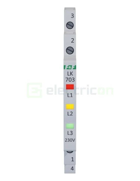 Indicator tensiune - Lampă semnalizare - 3x LED (1x roșu +1x galben + 1x verde) 230 V F&F Filipowski LK-703K-230V