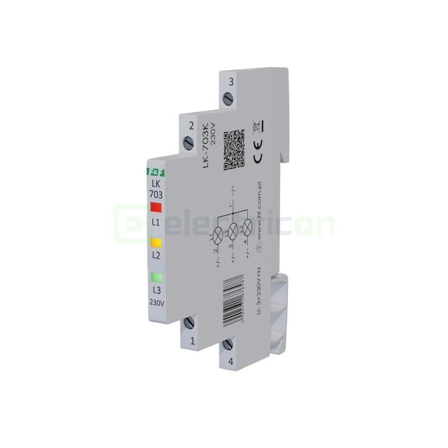 Indicator tensiune - Lampă semnalizare - 3x LED (1x roșu +1x galben + 1x verde) 230 V F&F Filipowski LK-703K-230V