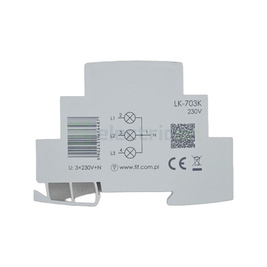 Indicator tensiune - Lampă semnalizare - 3x LED (1x roșu +1x galben + 1x verde) 230 V F&F Filipowski LK-703K-230V