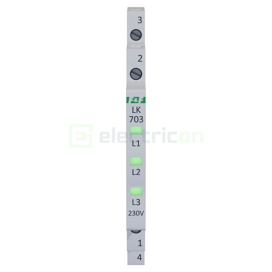 Indicator tensiune - Lampă semnalizare - 3x LED verde - 230V slim - F&F Filipowski, LK-703G-230V