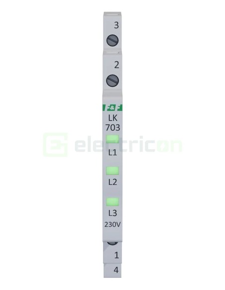 Indicator tensiune - Lampă semnalizare - 3x LED verde - 230V slim - F&F Filipowski, LK-703G-230V
