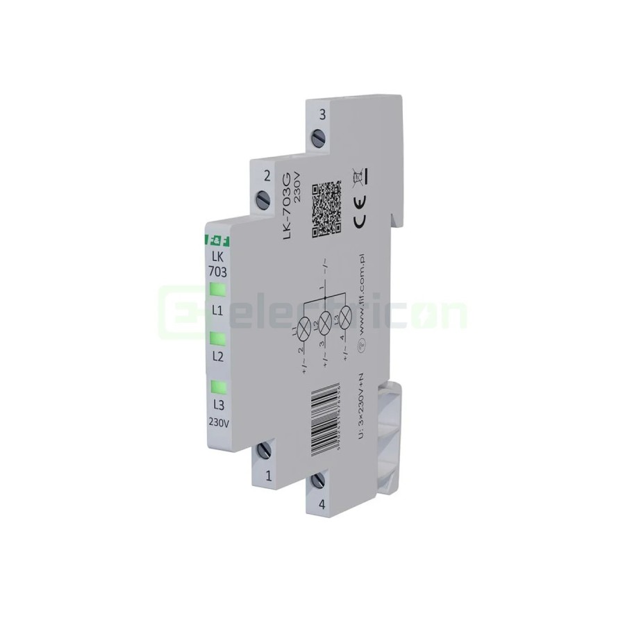 Indicator tensiune - Lampă semnalizare - 3x LED verde - 230V slim - F&F Filipowski, LK-703G-230V