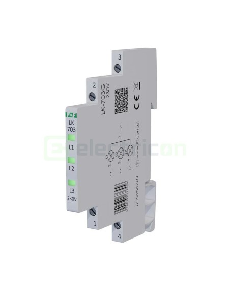 Indicator tensiune - Lampă semnalizare - 3x LED verde - 230V slim - F&F Filipowski, LK-703G-230V