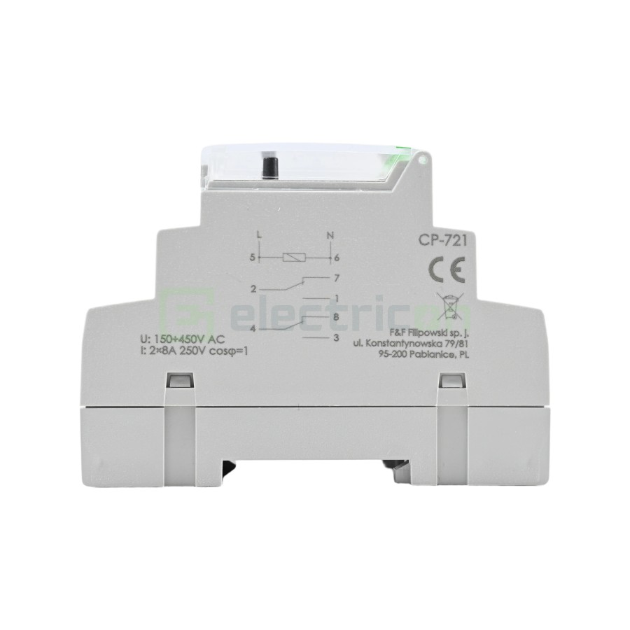 Releu control tensiune - trifazat cu blocare timp - 1ND 10A 3M - F&F Filipowski - CP-730