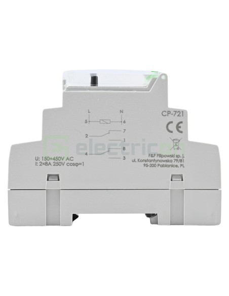 Releu control tensiune - trifazat cu blocare timp - 1ND 10A 3M - F&F Filipowski - CP-730